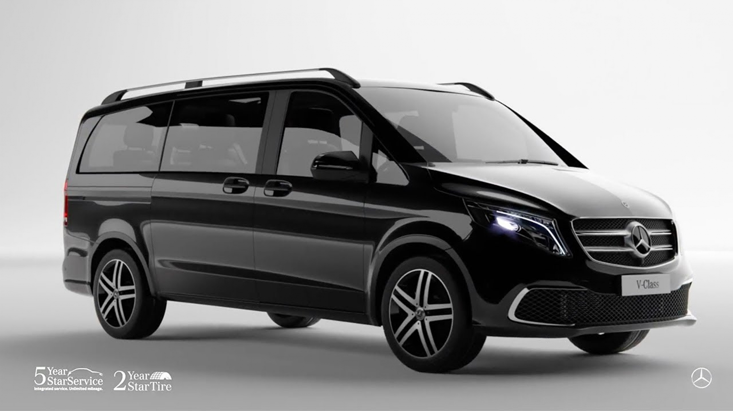Mercedes V Class 250 AVANTGARDE negra, furgoneta premium de 8 plazas ideal para grupos.